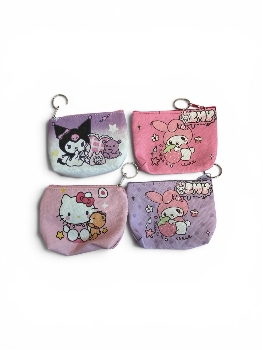 Sanrio Kids Coin Pouch Set - Pink, Purple & Light Pink Characters